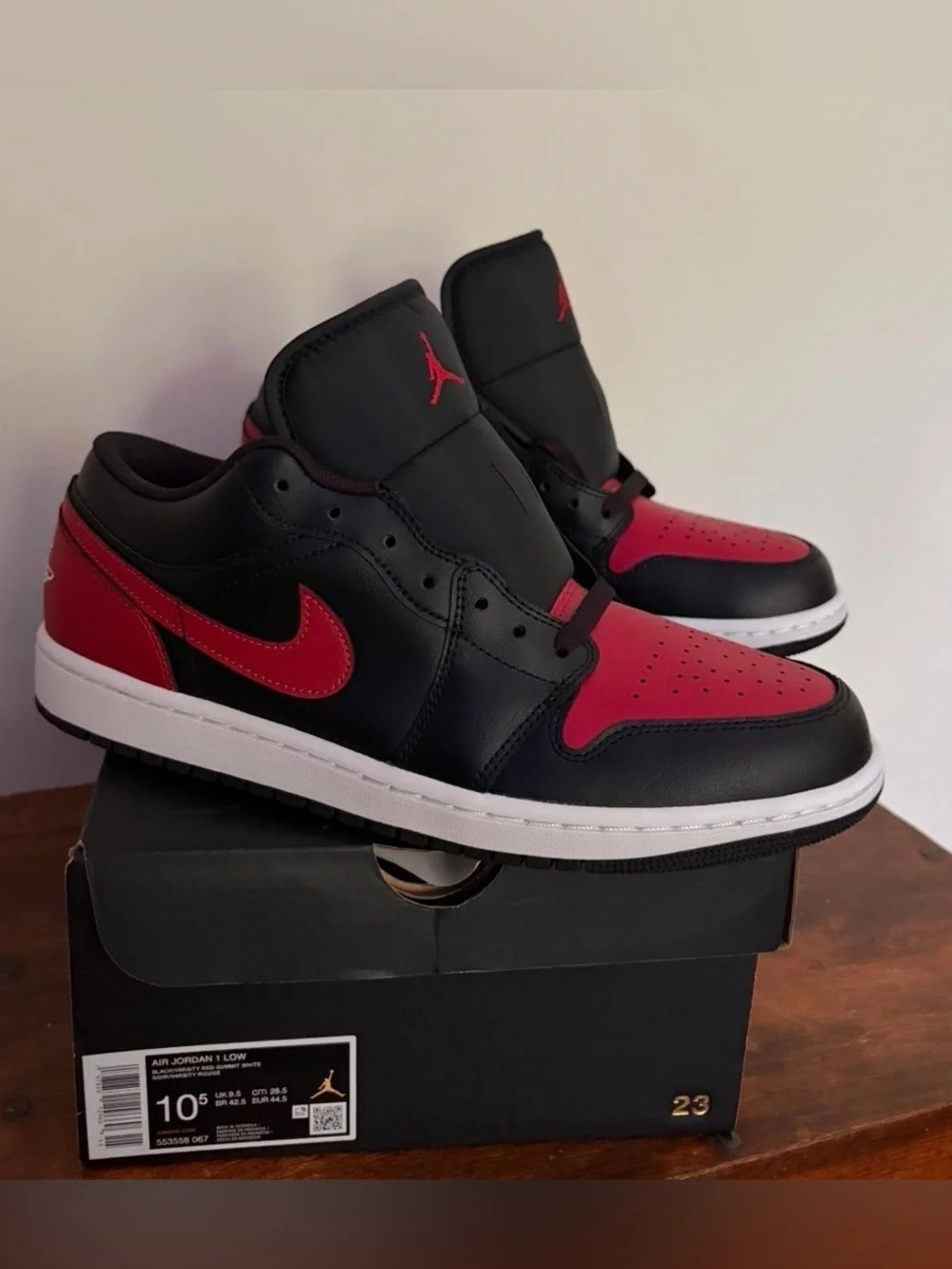 Air Jordan 1 Low Men's Sneakers - Black/Varsity Red Summit White